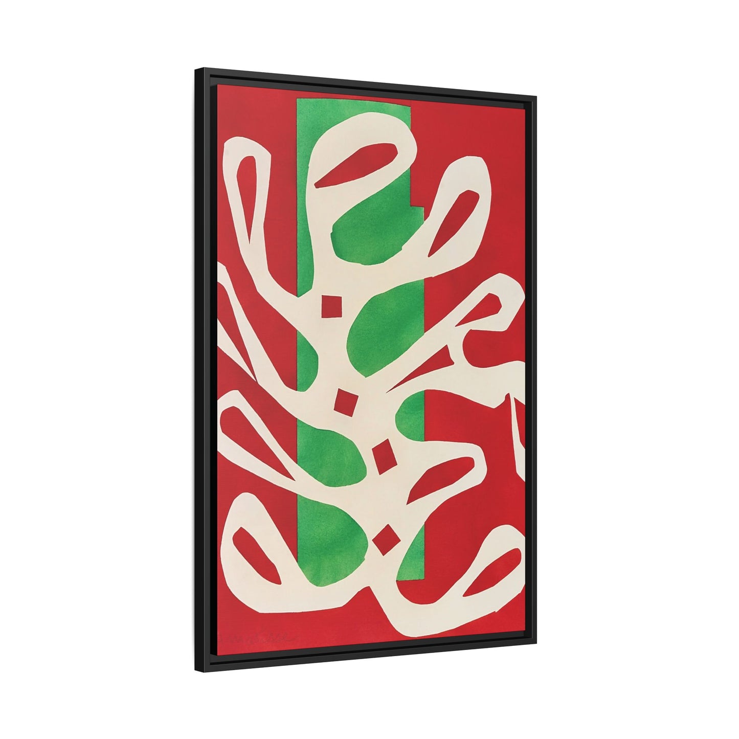 Henri Matisse / Algue blanche sur fond rouge et vert (1947) / Toile encadrée sur caisse américaine
