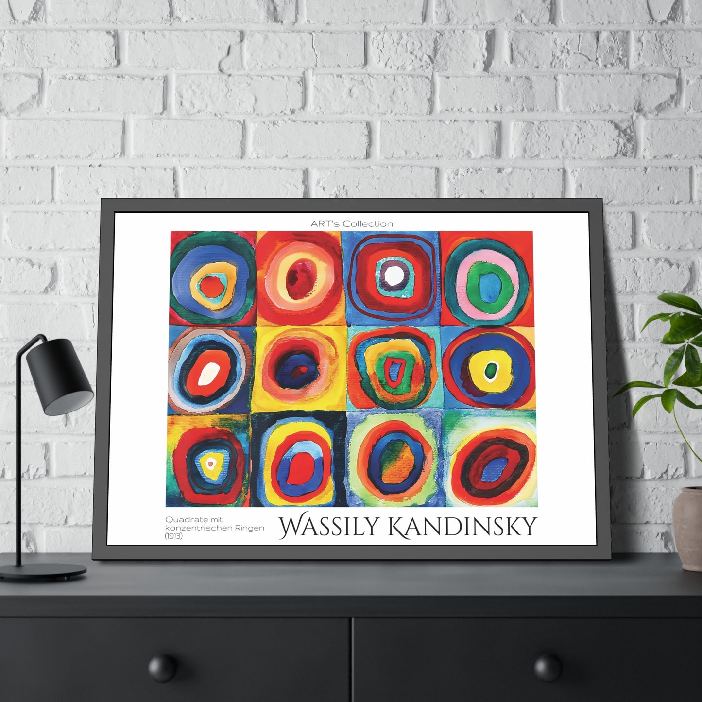 Quadrate mit konzentrischen Ringen (1913) by Wassily Kandinsky / Affiche Encadrée série ART's Collection