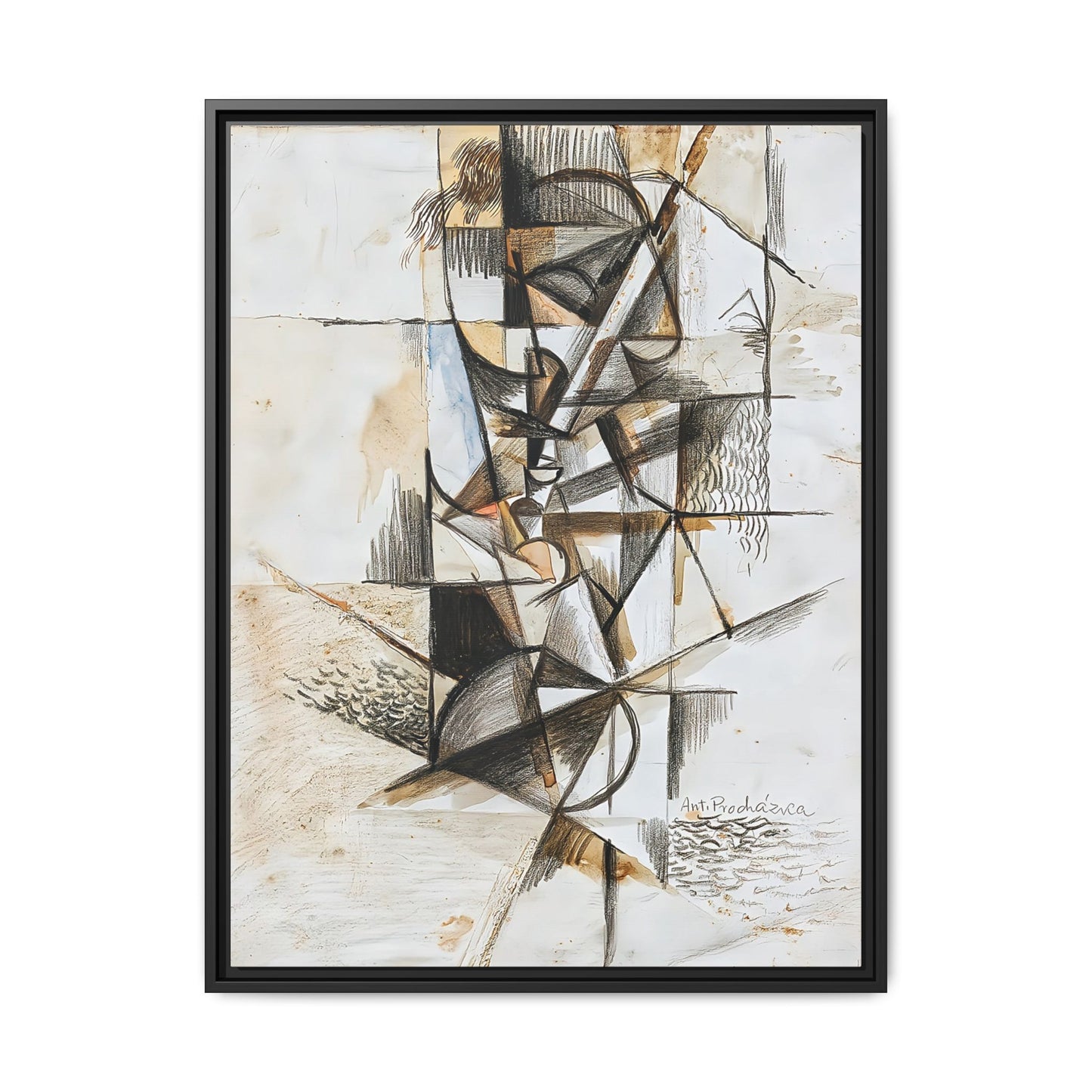 Cubist head (c. 1914) by Antonin Procházka / Toile encadrée sur caisse américaine