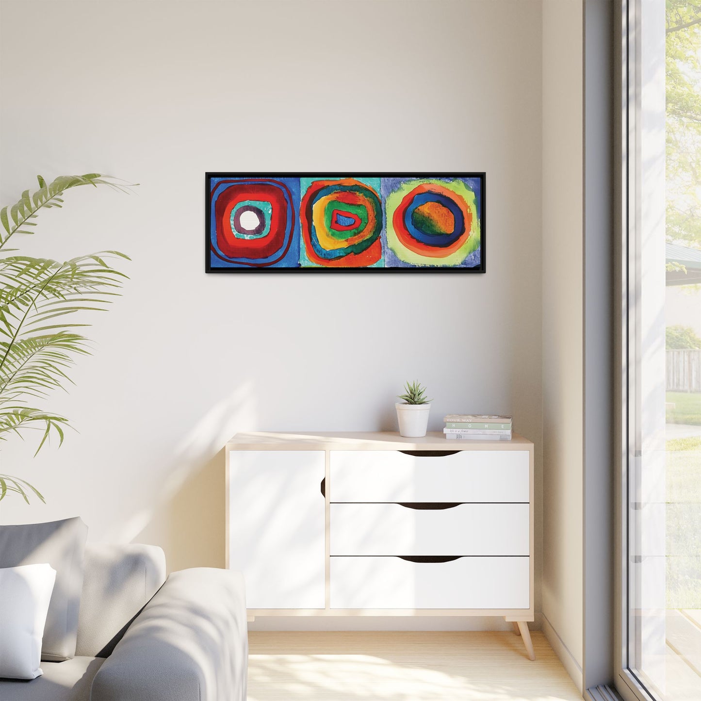 Wassily Kandinsky / Etude De Couleurs : Carrés avec Cercles Concentriques (1913) /Toile encadrée sur caisse américaine