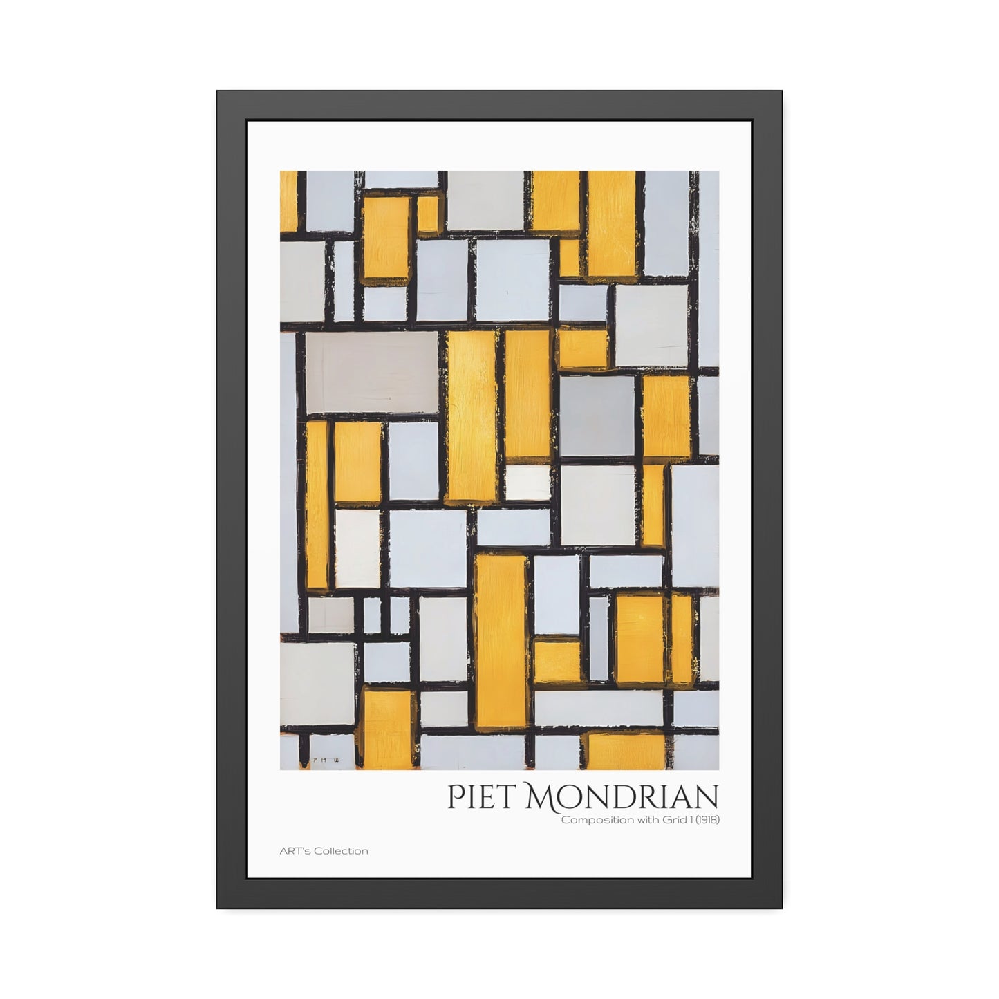 Composition with Grid 1 (1918) by Piet Mondrian / Affiche Encadrée série ART's Collection