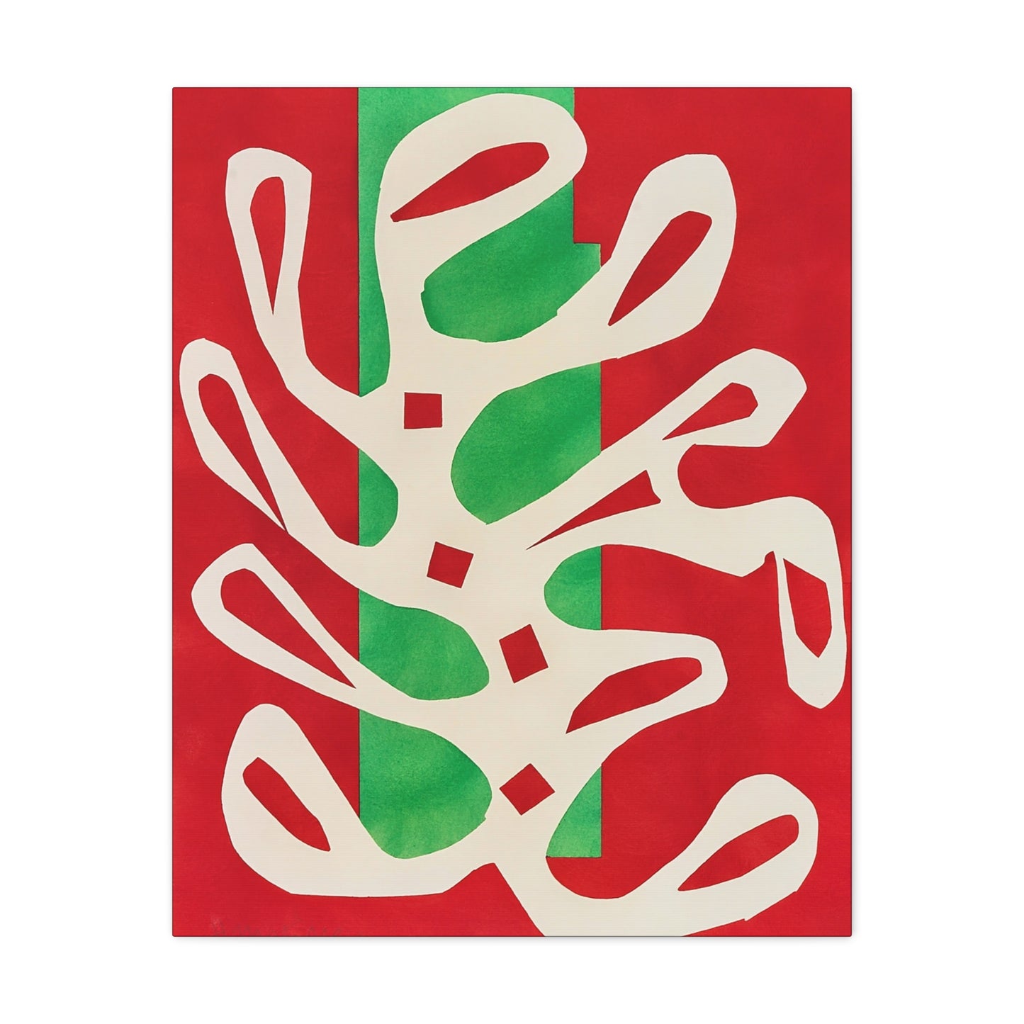 Henri Matisse / Algue blanche sur fond rouge et vert (1947) / Reproduction Fine Art sur Toile / Epaisseur 3.2 cm - 1.25 inch