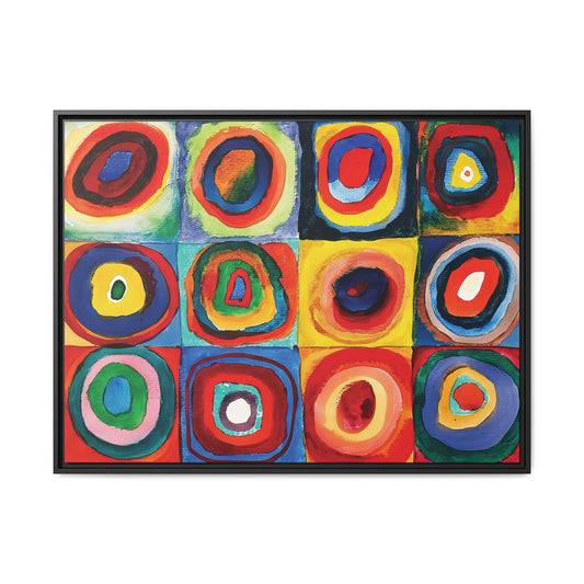 Wassily Kandinsky / Etude De Couleurs : Carrés avec Cercles Concentriques (1913) /Toile encadrée sur caisse américaine