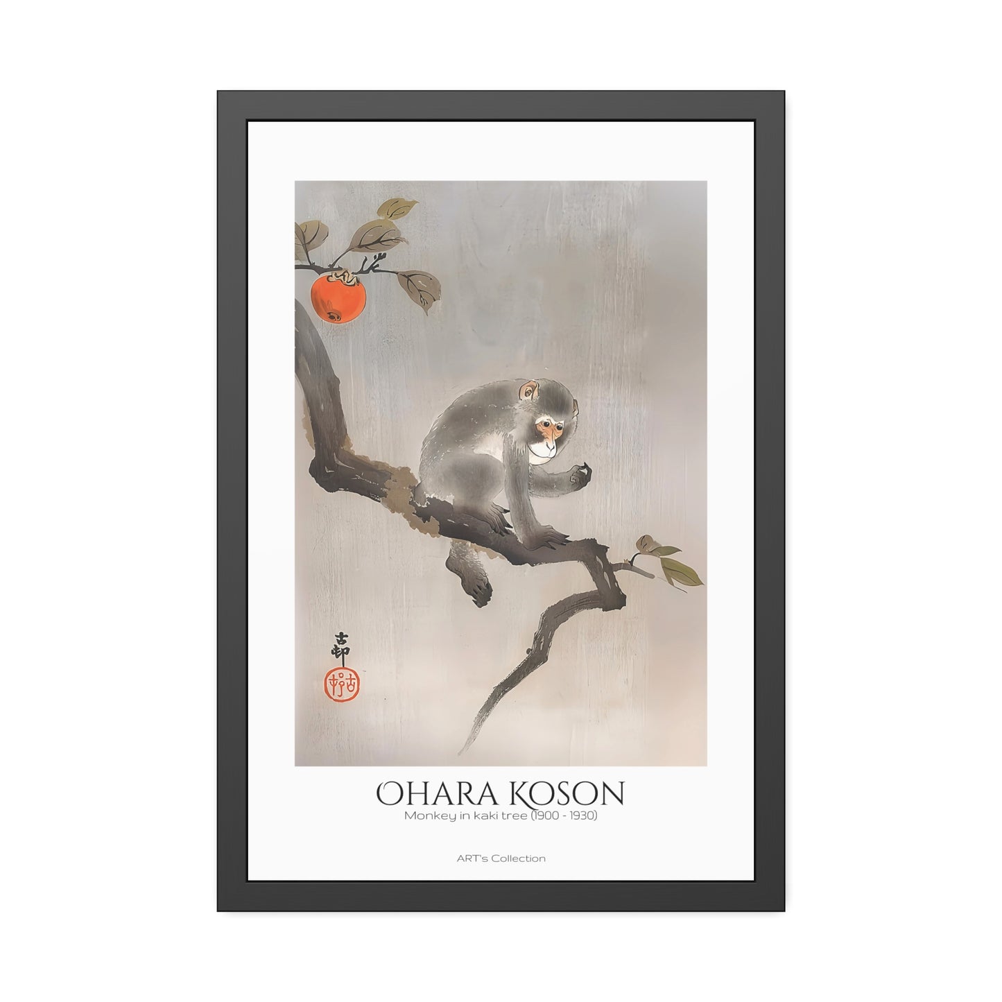 Monkey in kaki tree (1900-1930) by Ohara Koson / Affiche Encadrée série ART's Collection
