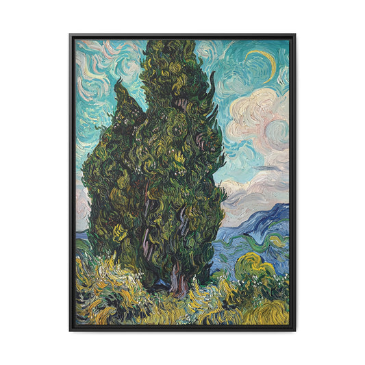 Cypresses (1889) by Vincent van Gogh / Toile encadrée sur caisse américaine
