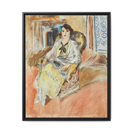 Jeune fille assise, robe jaune (1921-1922) by Henri Matisse / Toile encadrée sur caisse américaine
