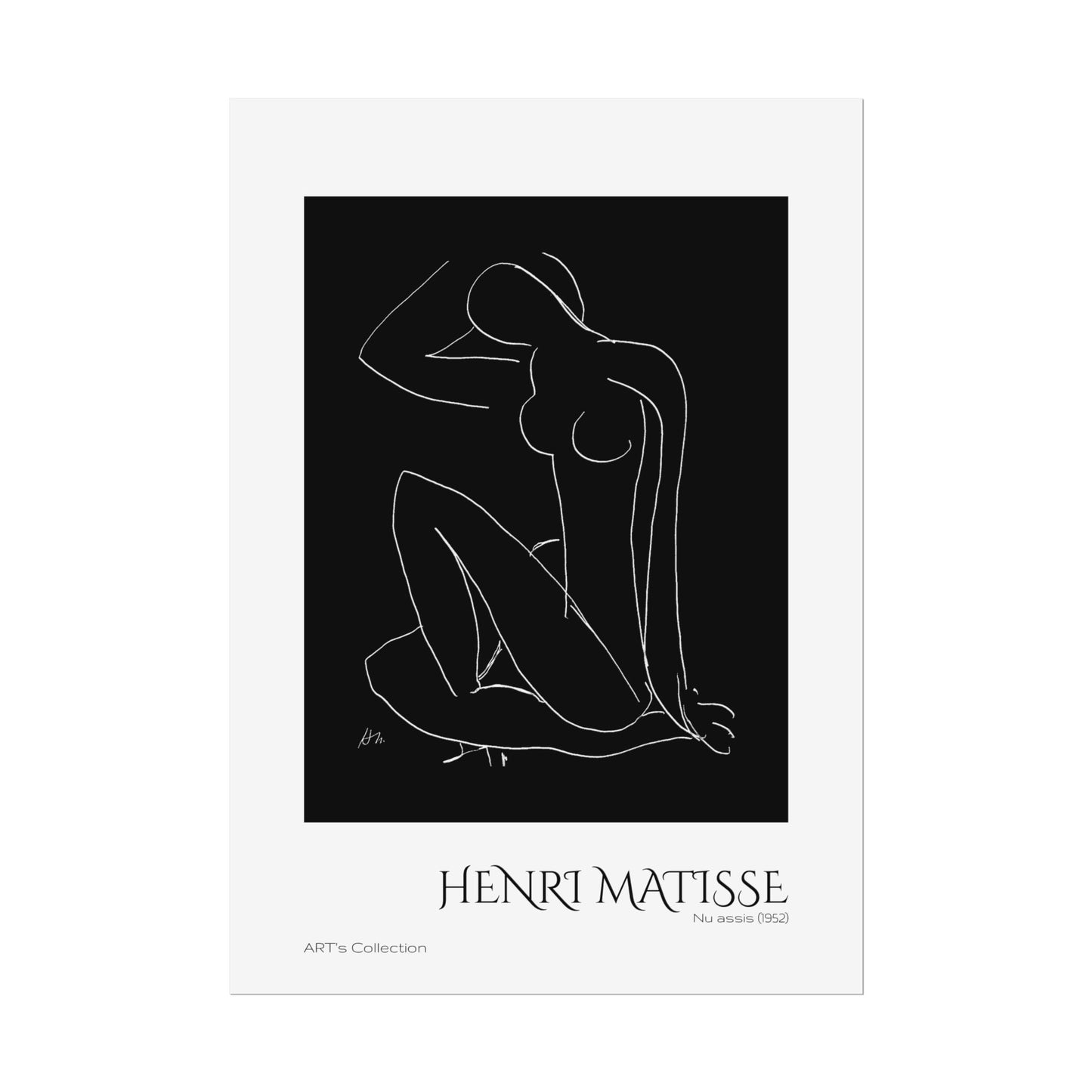 Nu assis (1952) version noire et blanche by Henri Matisse / Affiche imprimée - Série ART's Collection