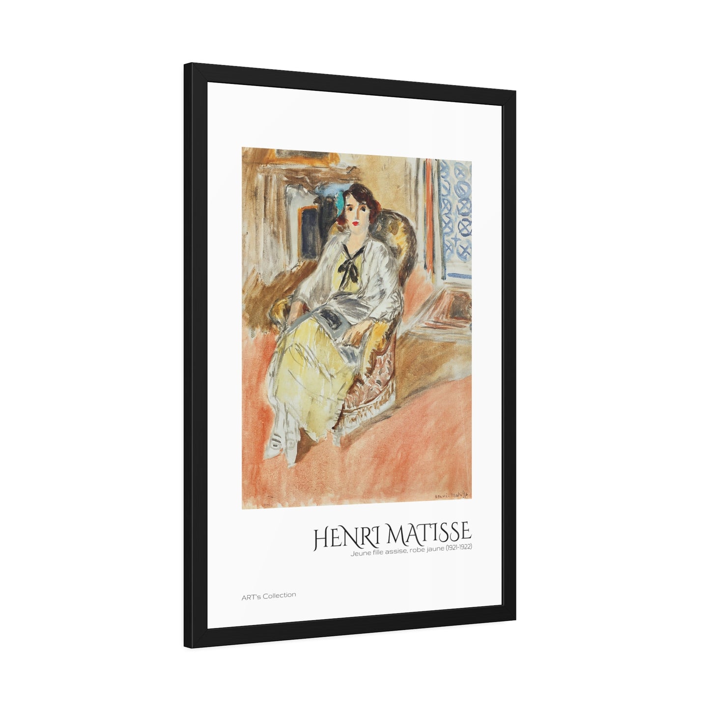 Jeune fille assise, robe jaune (1921-1922) by Henri Matisse / Affiche Encadrée série ART's Collection