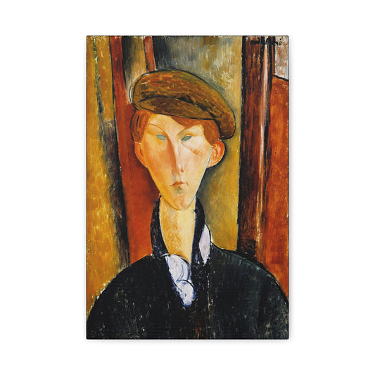 Young Man with a Cap (early 20th century) by Amedeo Modigliani / Reproduction Fine Art sur Toile / Flanc Large Epaisseur 3.2 cm - 1.25 inch