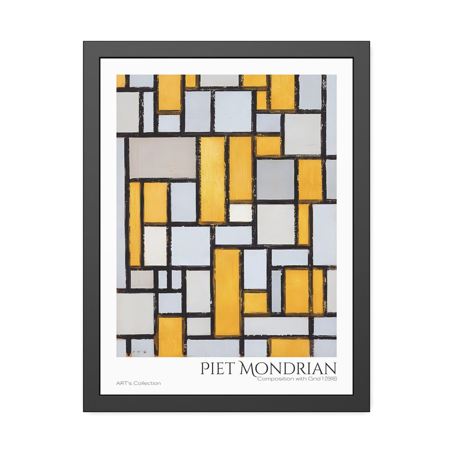 Composition with Grid 1 (1918) by Piet Mondrian / Affiche Encadrée série ART's Collection