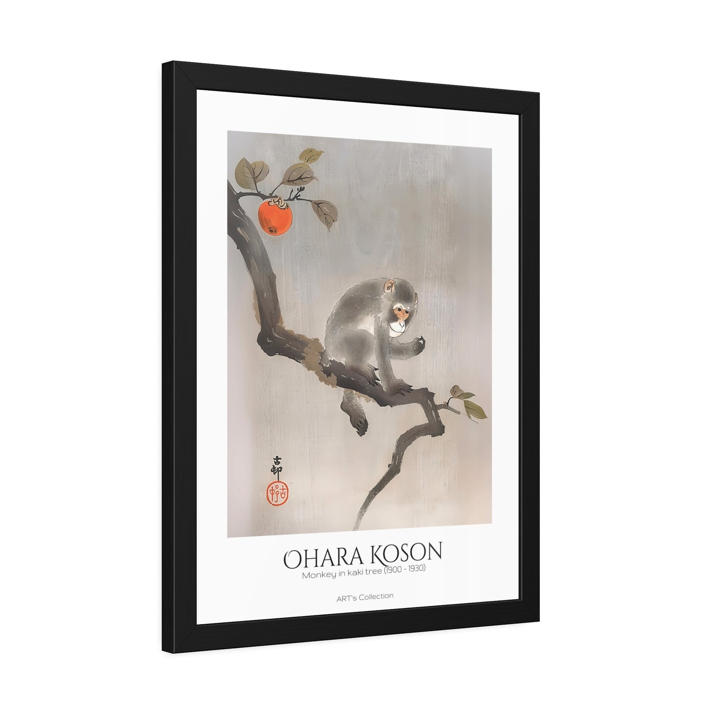 Monkey in kaki tree (1900-1930) by Ohara Koson / Affiche Encadrée série ART's Collection