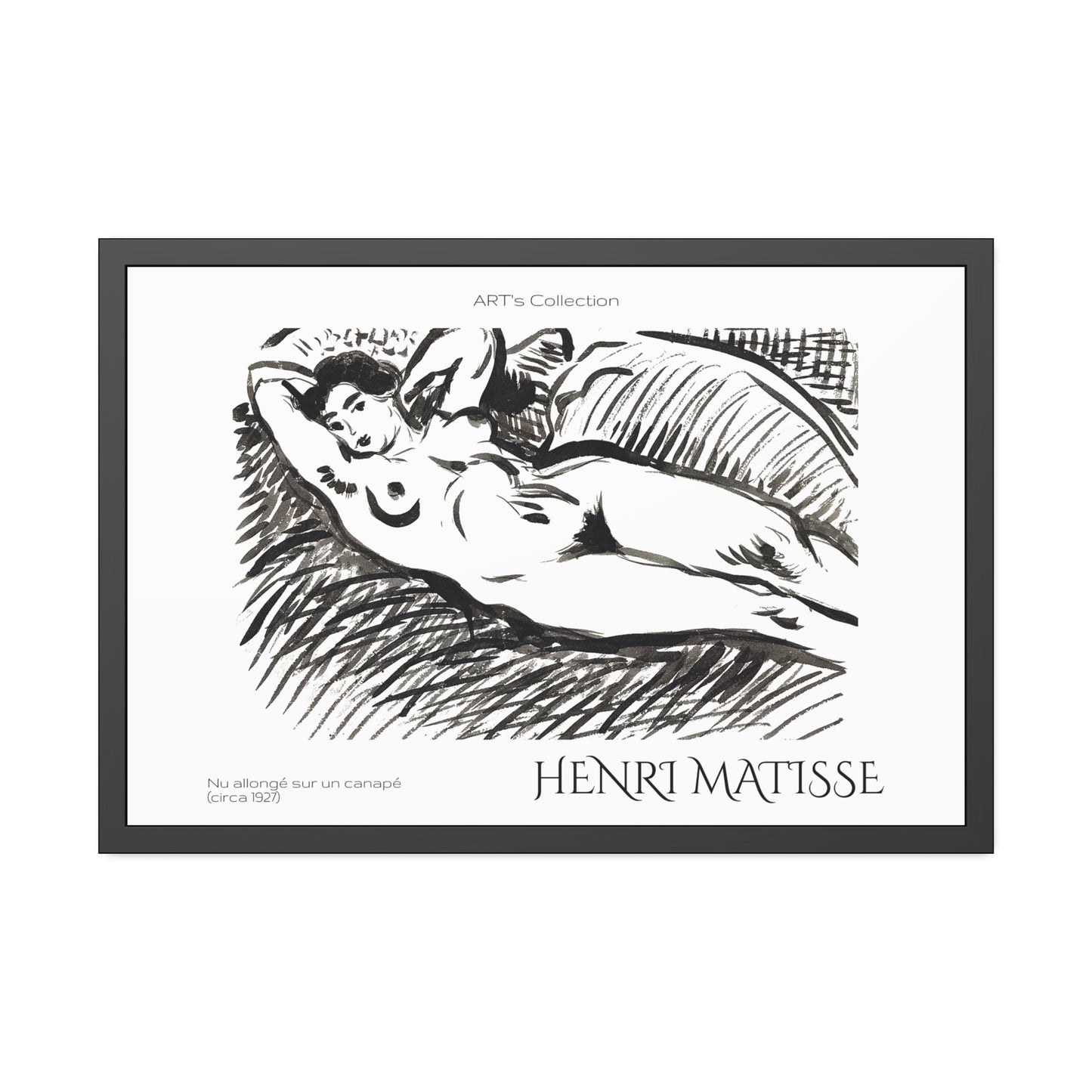 Nu allongé sur un canapé (circa 1927) by Henry Matisse / Affiche Encadrée série ART's Collection