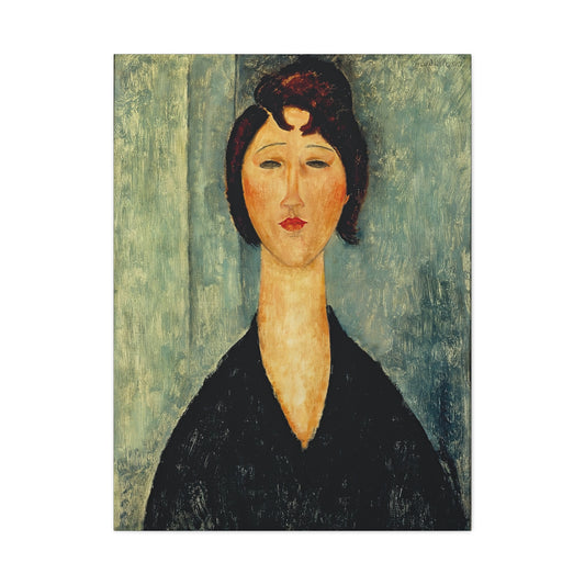 Portrait of a Young Woman (1918) by Amedeo Modigliani / Reproduction Fine Art sur Toile / Flanc Large Epaisseur 3.2 cm - 1.25 inch