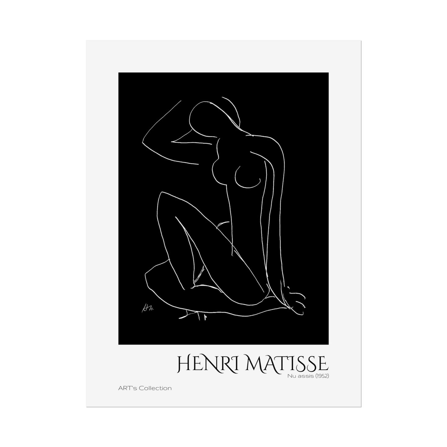 Nu assis (1952) version noire et blanche by Henri Matisse / Affiche imprimée - Série ART's Collection