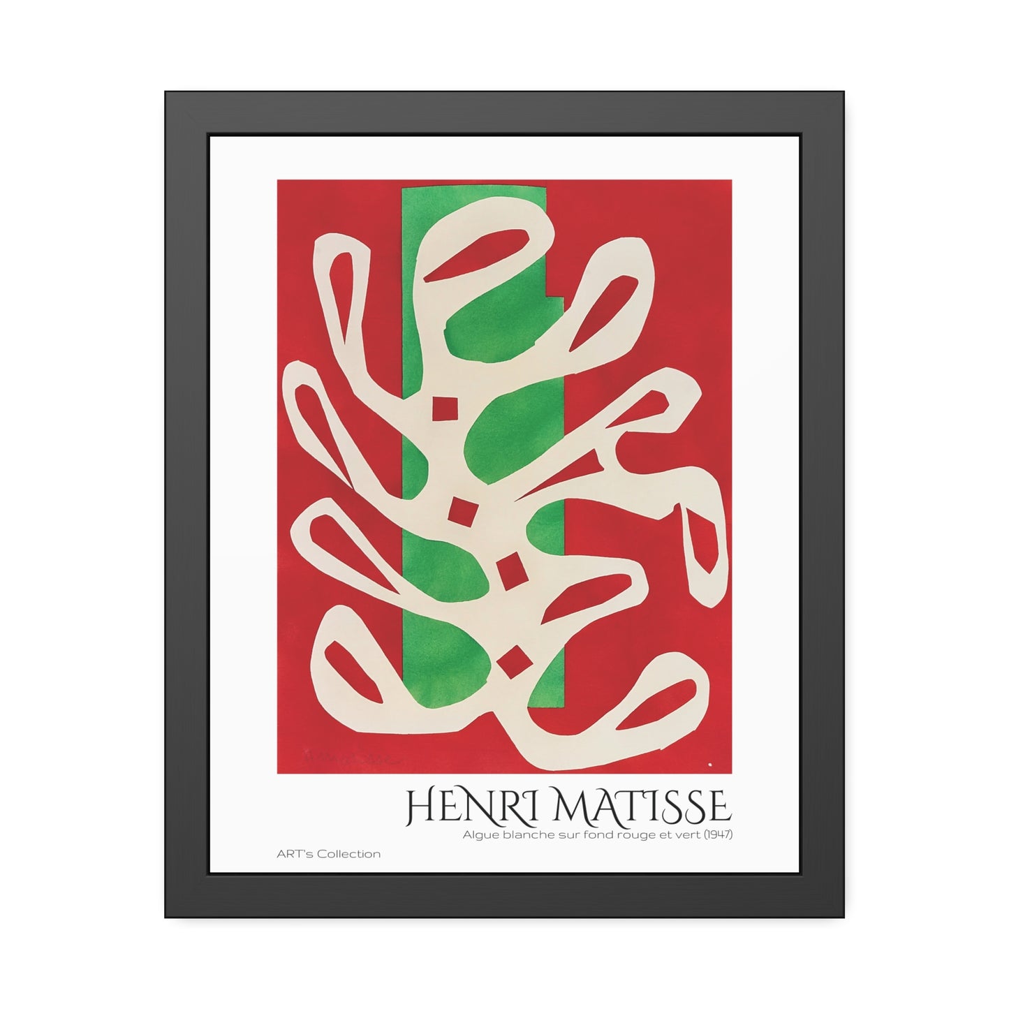 Algue blanche sur fond rouge et vert (1947) by Henri Matisse / Affiche Encadrée série ART's Collection