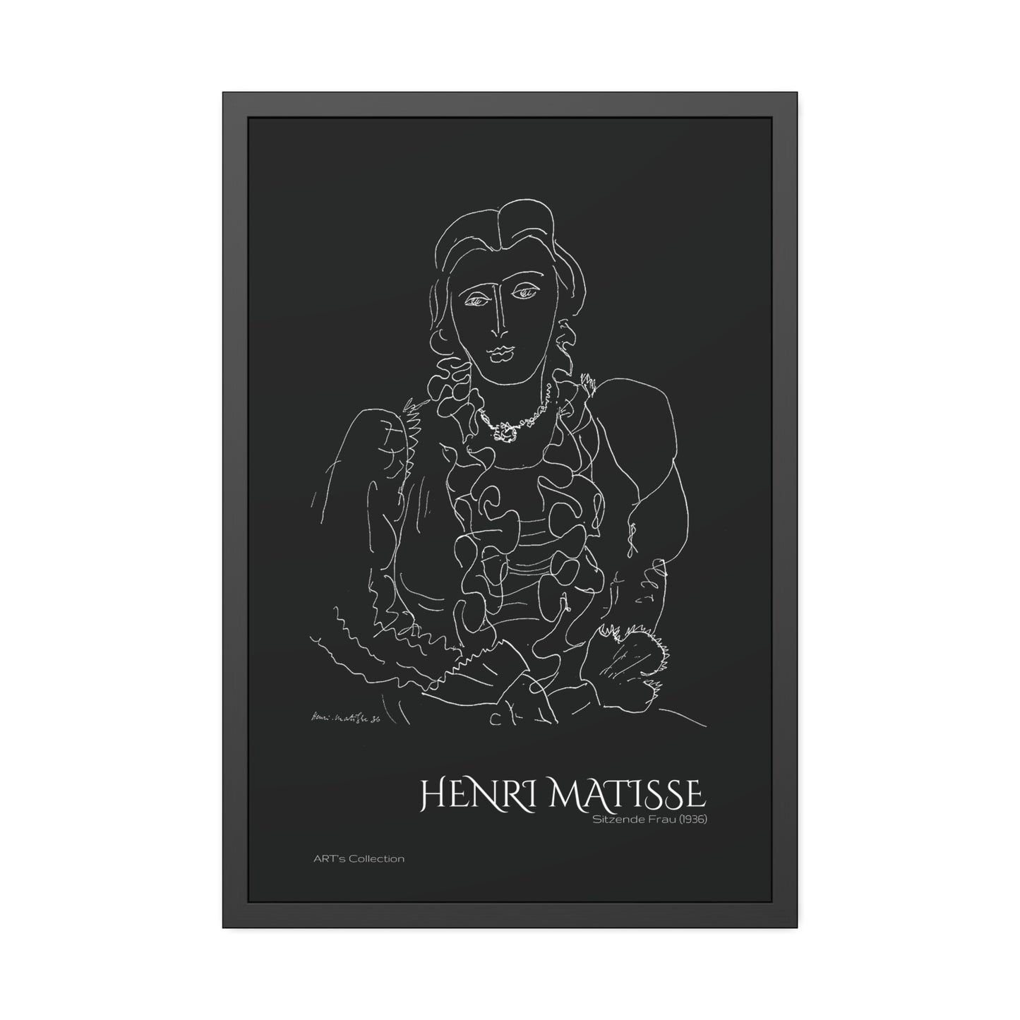 Sitzende Frau (1936) black édition by Henri Matisse / Affiche Encadrée série ART's Collection