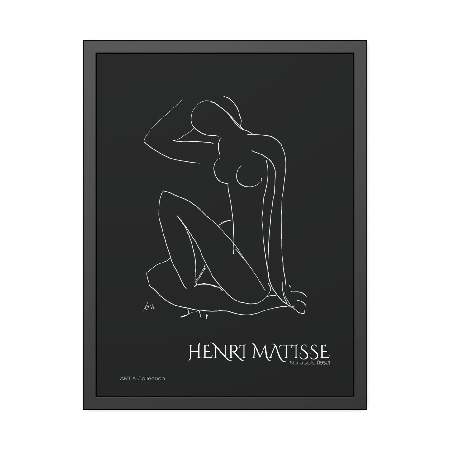 Nu assis (1952) black édition by Henri Matisse / Affiche Encadrée série ART's Collection