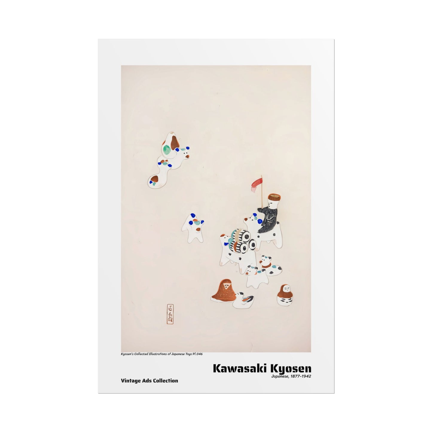 Kyosen's Collected Illustrations of Japanese Toys Pl.046 (1919) by Kawasaki Kyosen / Affiche imprimée - Série Vintage Ads Collection