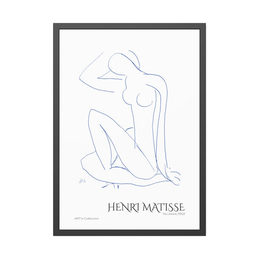 Nu assis (1952) by Henri Matisse version bleue / Affiche Encadrée série ART's Collection