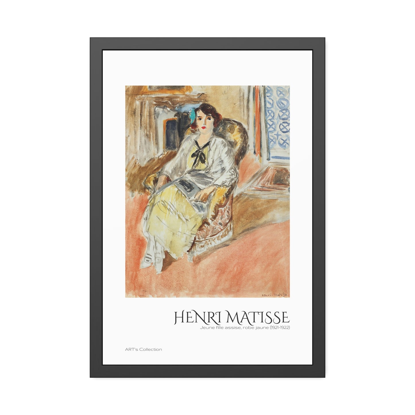 Jeune fille assise, robe jaune (1921-1922) by Henri Matisse / Affiche Encadrée série ART's Collection