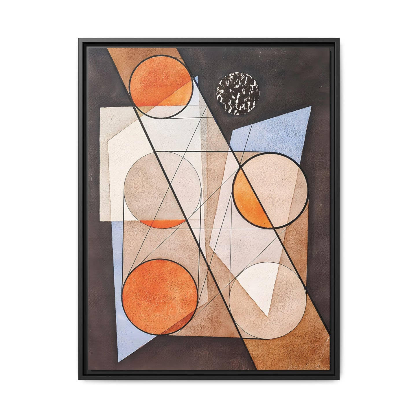 Composition aux cercles symétriques (1932) by László Moholy-Nagy / Toile encadrée sur caisse américaine