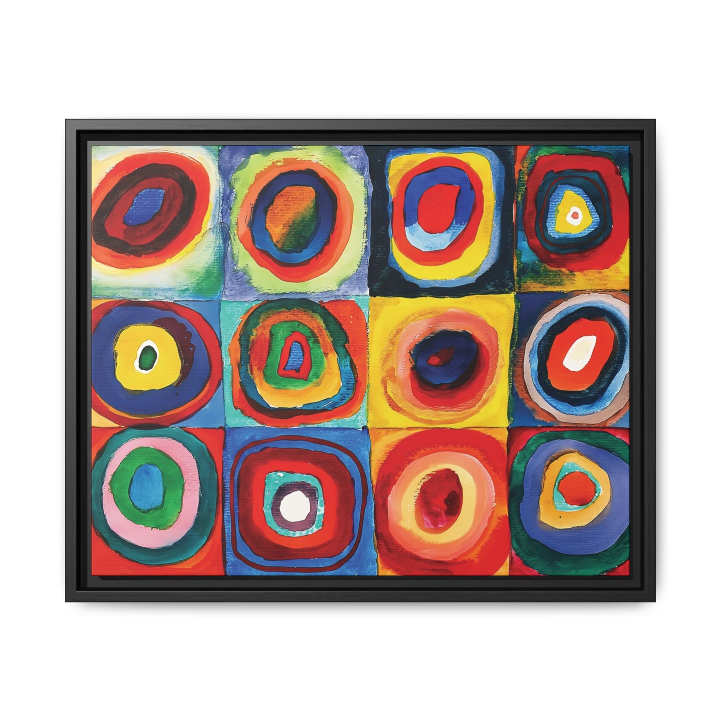 Wassily Kandinsky / Etude De Couleurs : Carrés avec Cercles Concentriques (1913) /Toile encadrée sur caisse américaine