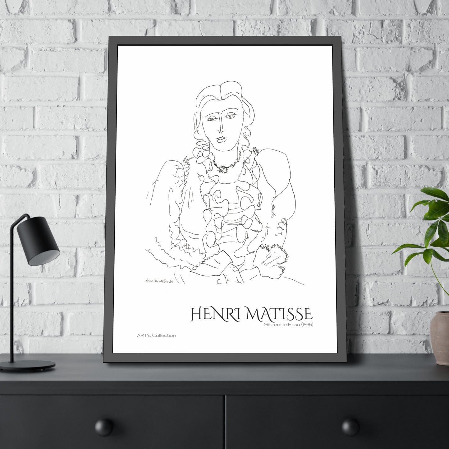 Sitzende Frau (1936) by Henri Matisse / Affiche Encadrée série ART's Collection