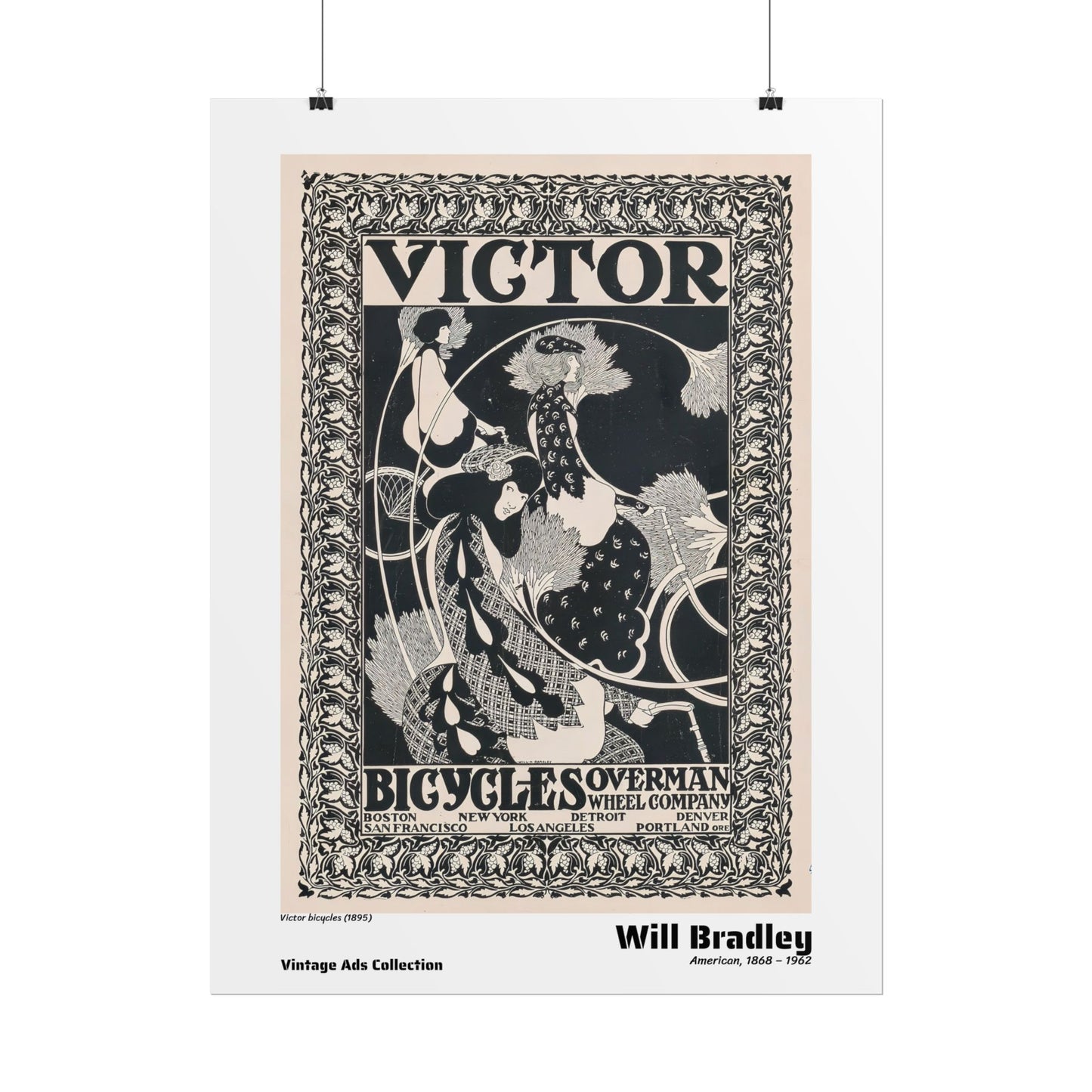 Victor bicycles (1895) by Will Bradley / Affiche imprimée - Série Vintage Ads Collection