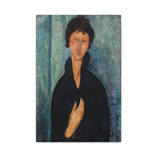 Femme aux yeux bleus (1918) by Amedeo Modigliani / Reproduction Fine Art sur Toile / Flanc Large Epaisseur 3.2 cm - 1.25 inch