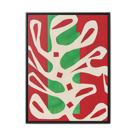 Henri Matisse / Algue blanche sur fond rouge et vert (1947) / Toile encadrée sur caisse américaine