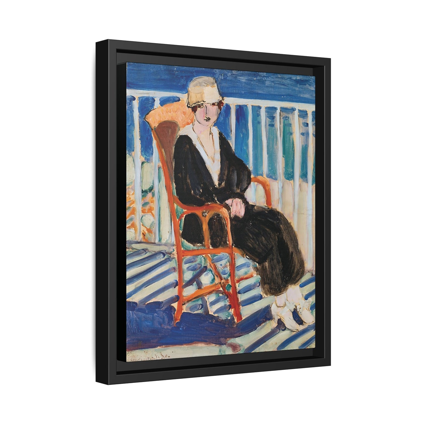 Jeune fille au balcon sur la mer (1918) by Henri Matisse / Toile encadrée sur caisse américaine