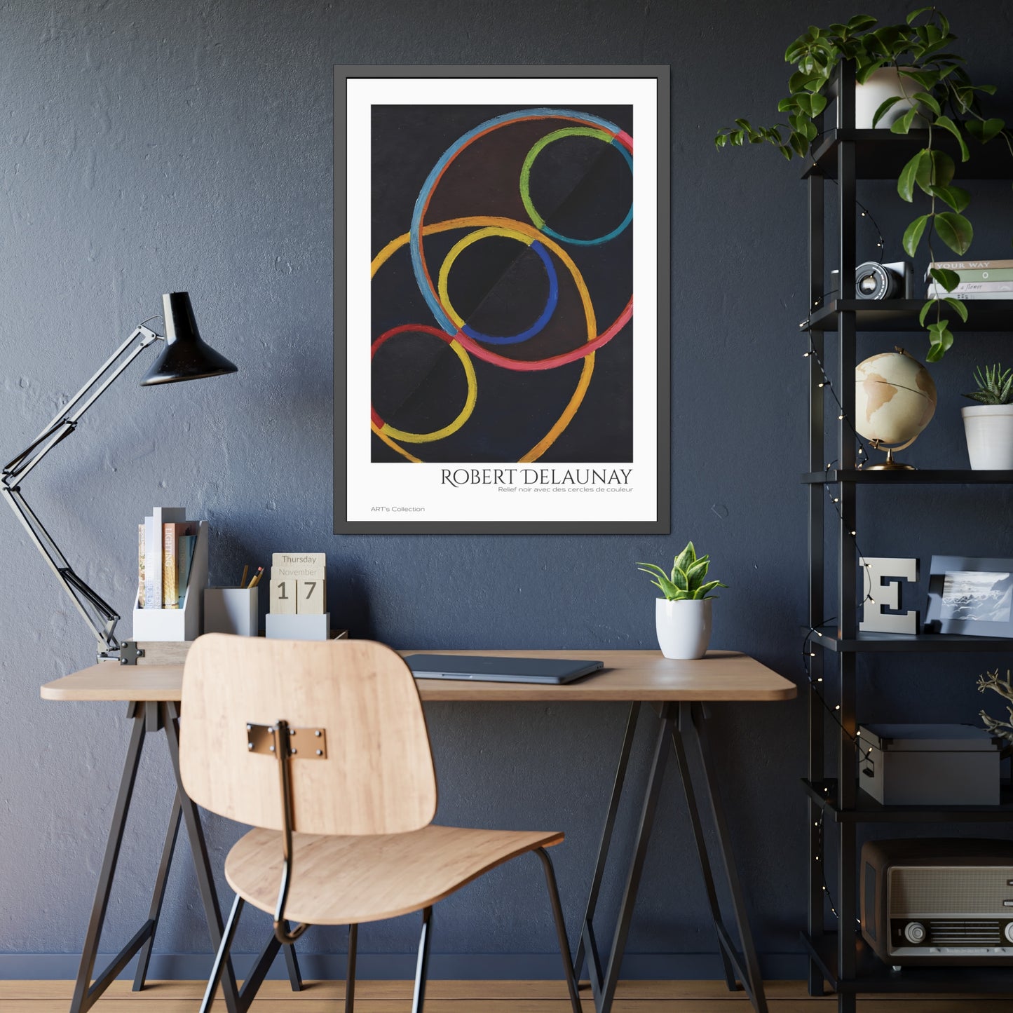 Relief noir avec des cercles de couleur by Robert Delaunay / Affiche Encadrée série ART's Collection