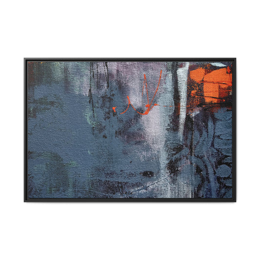 Tableau Beaux Arts Basalte & Orangé "Série Sign Collections" / Toile encadrée sur caisse américaine