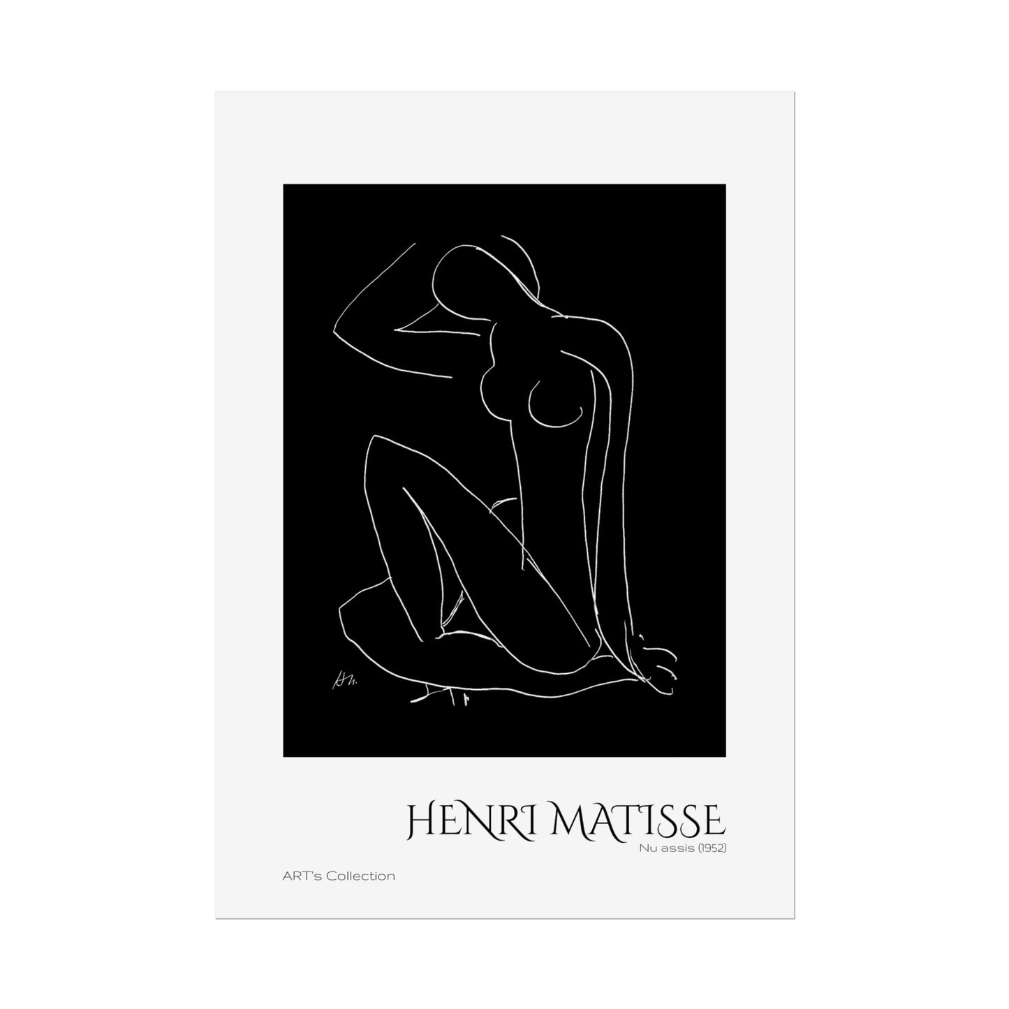 Nu assis (1952) version noire et blanche by Henri Matisse / Affiche imprimée - Série ART's Collection