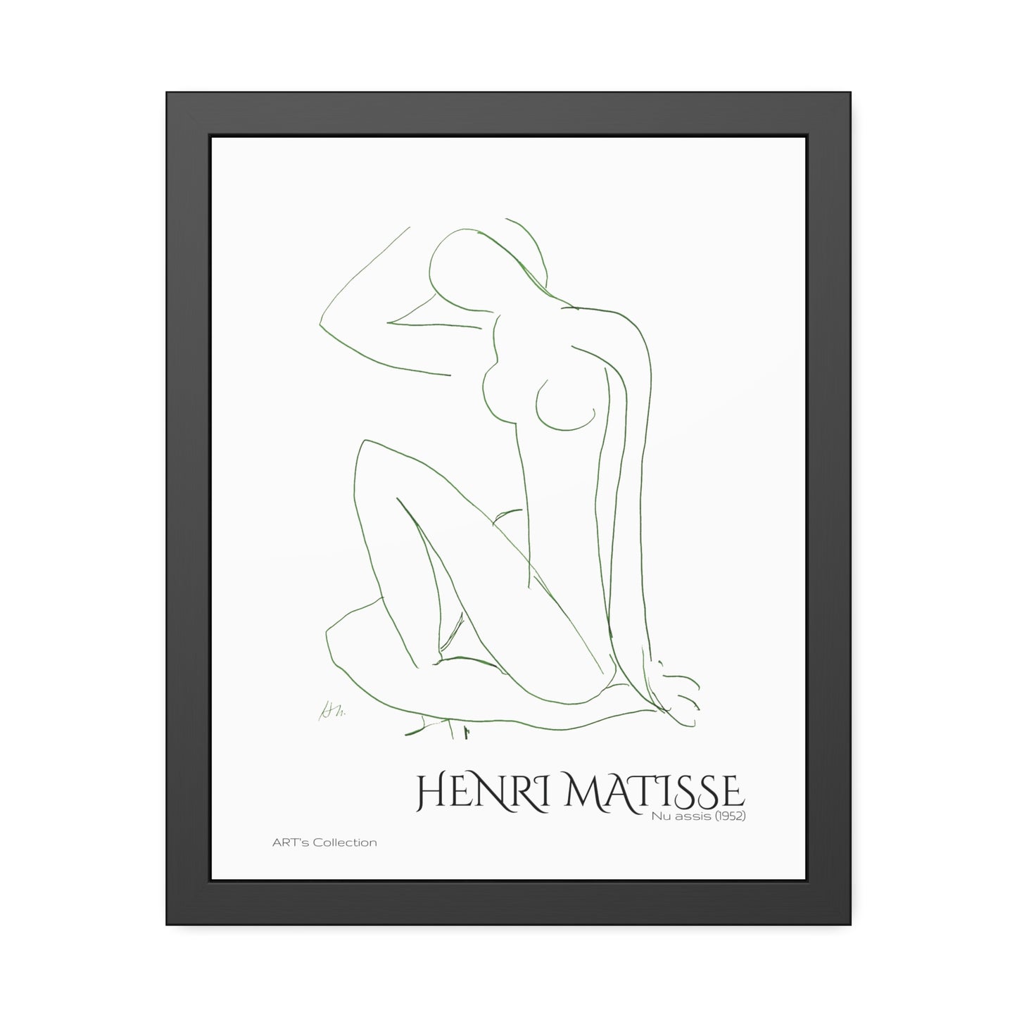 Nu assis (1952) by Henri Matisse version verte / Affiche Encadrée série ART's Collection