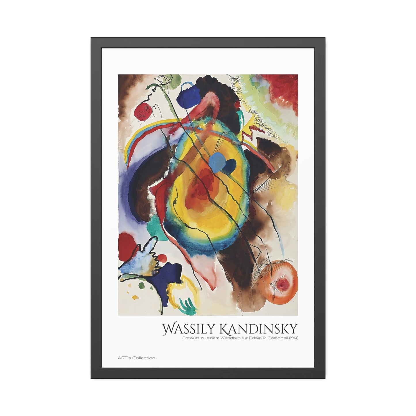 Entwurf zu einem Wandbild für Edwin R. Campbell (1914) by Wassily Kandinsky / Affiche Encadrée série ART's Collection