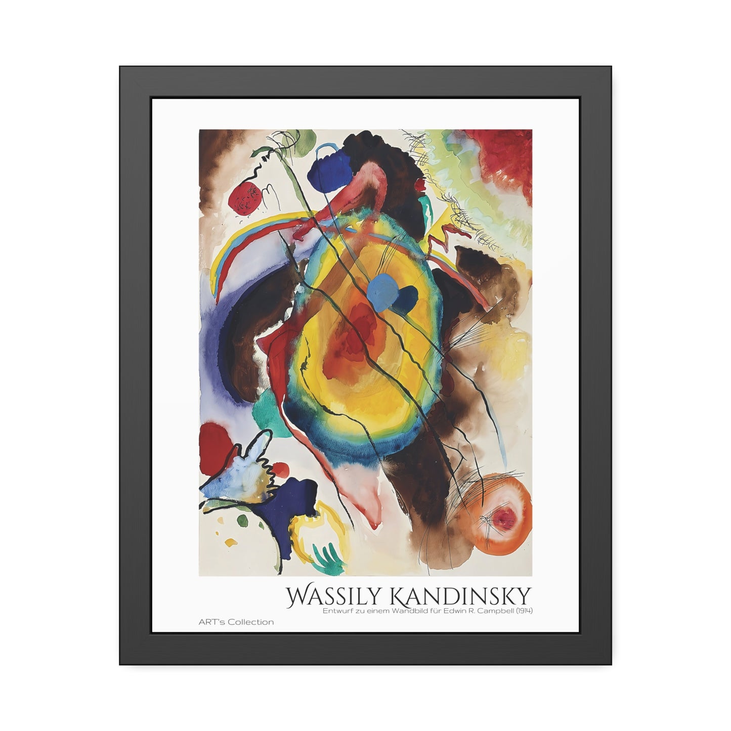 Entwurf zu einem Wandbild für Edwin R. Campbell (1914) by Wassily Kandinsky / Affiche Encadrée série ART's Collection