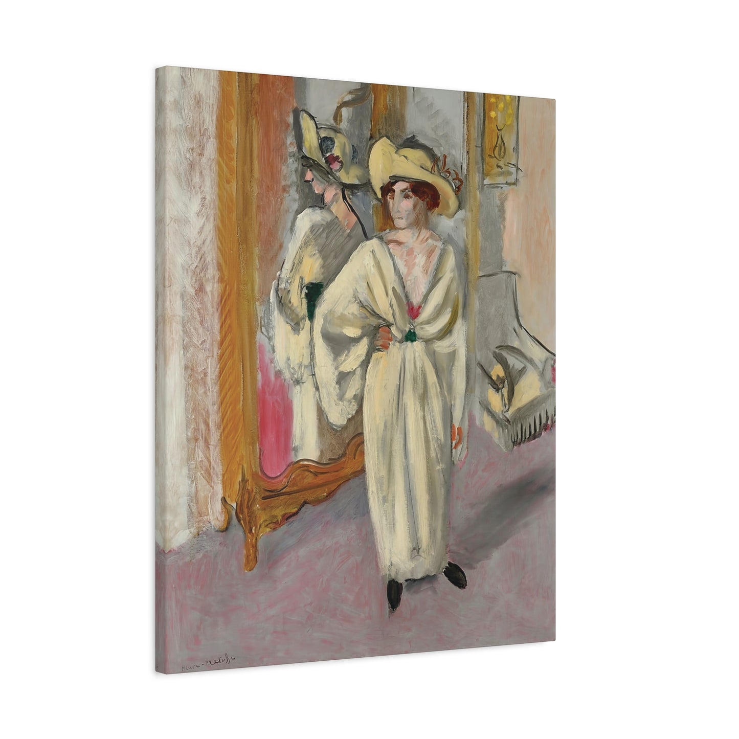 Femme en blanc debout devant une glace (1918-1919) by Henri Matisse / Reproduction Fine Art sur Toile / Epaisseur 3.2 cm - 1.25 inch