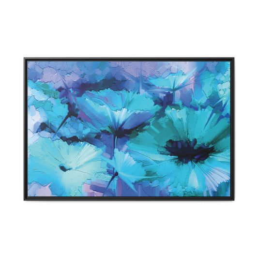 Tableau Floral Turquoise "Série Sign Collections" / Toile encadrée sur caisse américaine