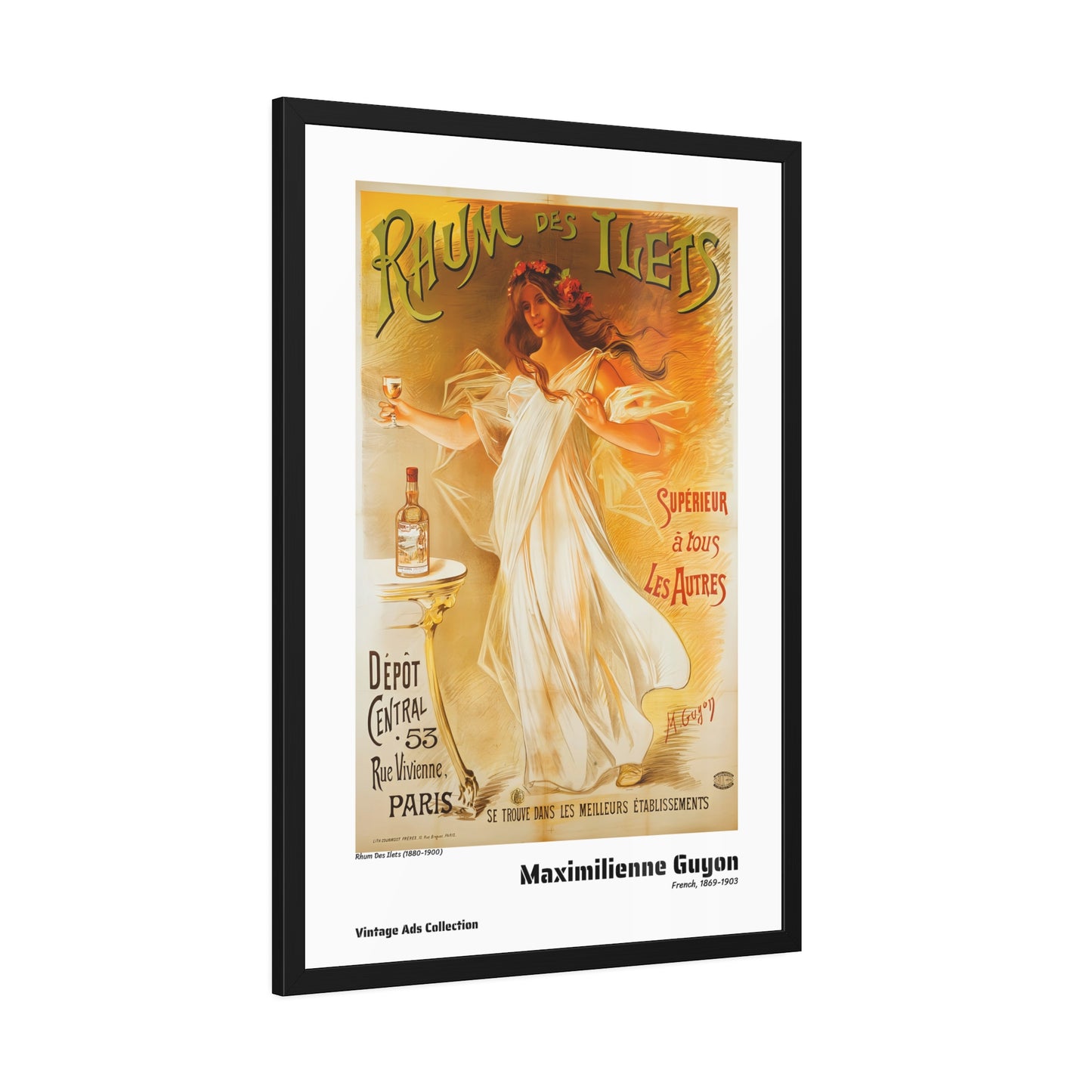 Rhum Des Ilets (1880-1900) by Maximilienne Guyon / Affiche Encadrée Série Vintage Ads Collection