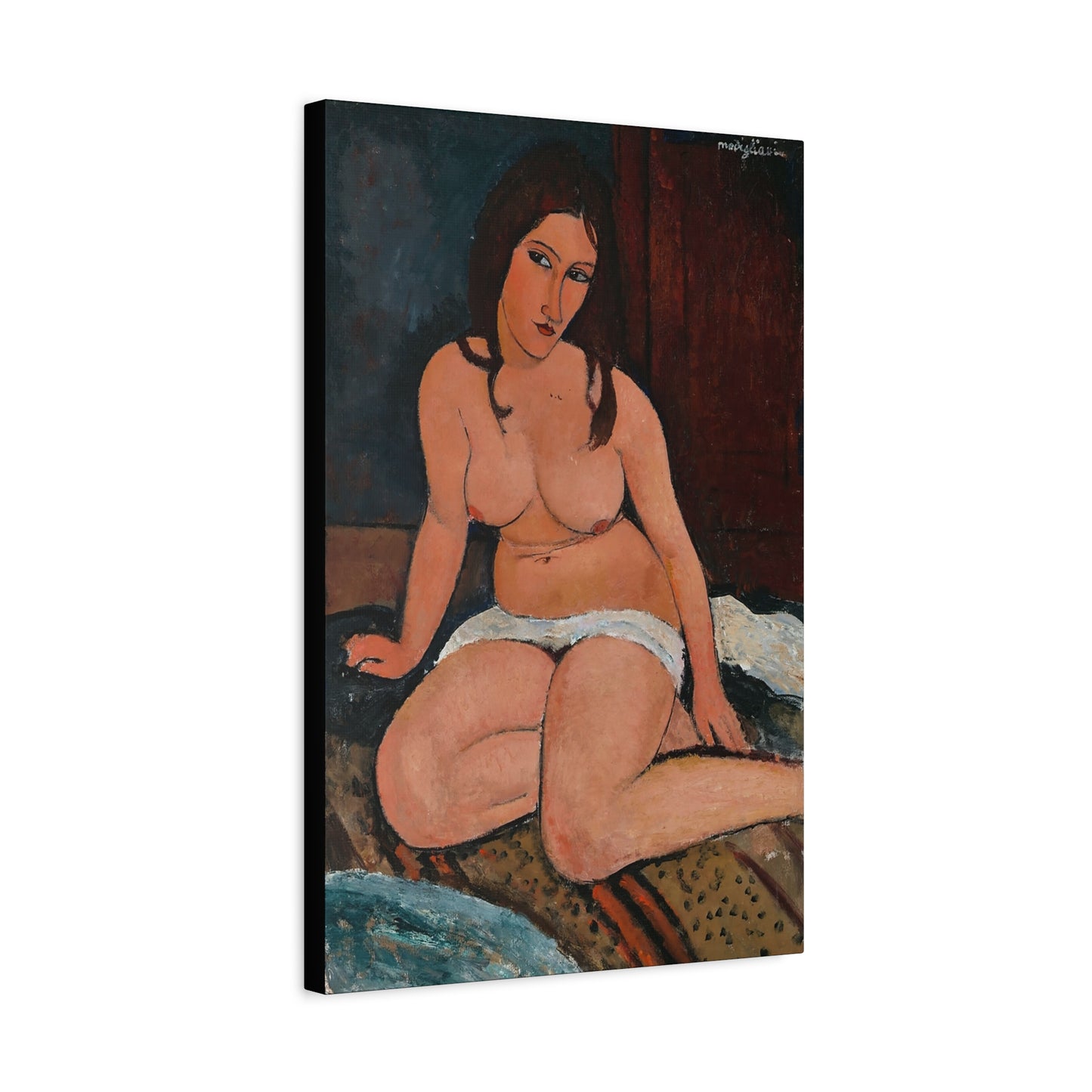 Seated Nude (1917) by Amedeo Modigliani / Reproduction Fine Art sur Toile / Flanc Large Epaisseur 3.2 cm - 1.25 inch