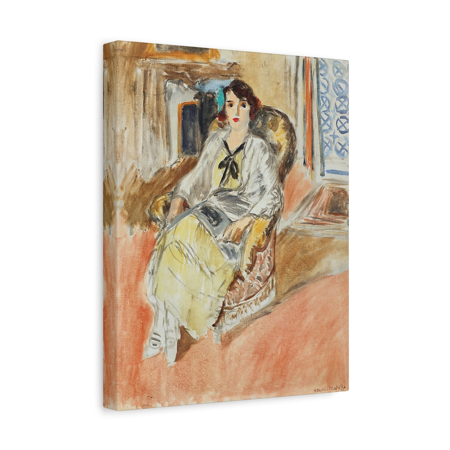 Jeune fille assise, robe jaune (1921-1922) by Henri Matisse / Reproduction Fine Art sur Toile / Epaisseur 3.2 cm - 1.25 inch
