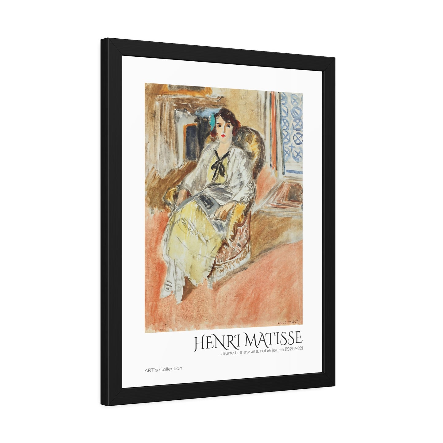 Jeune fille assise, robe jaune (1921-1922) by Henri Matisse / Affiche Encadrée série ART's Collection