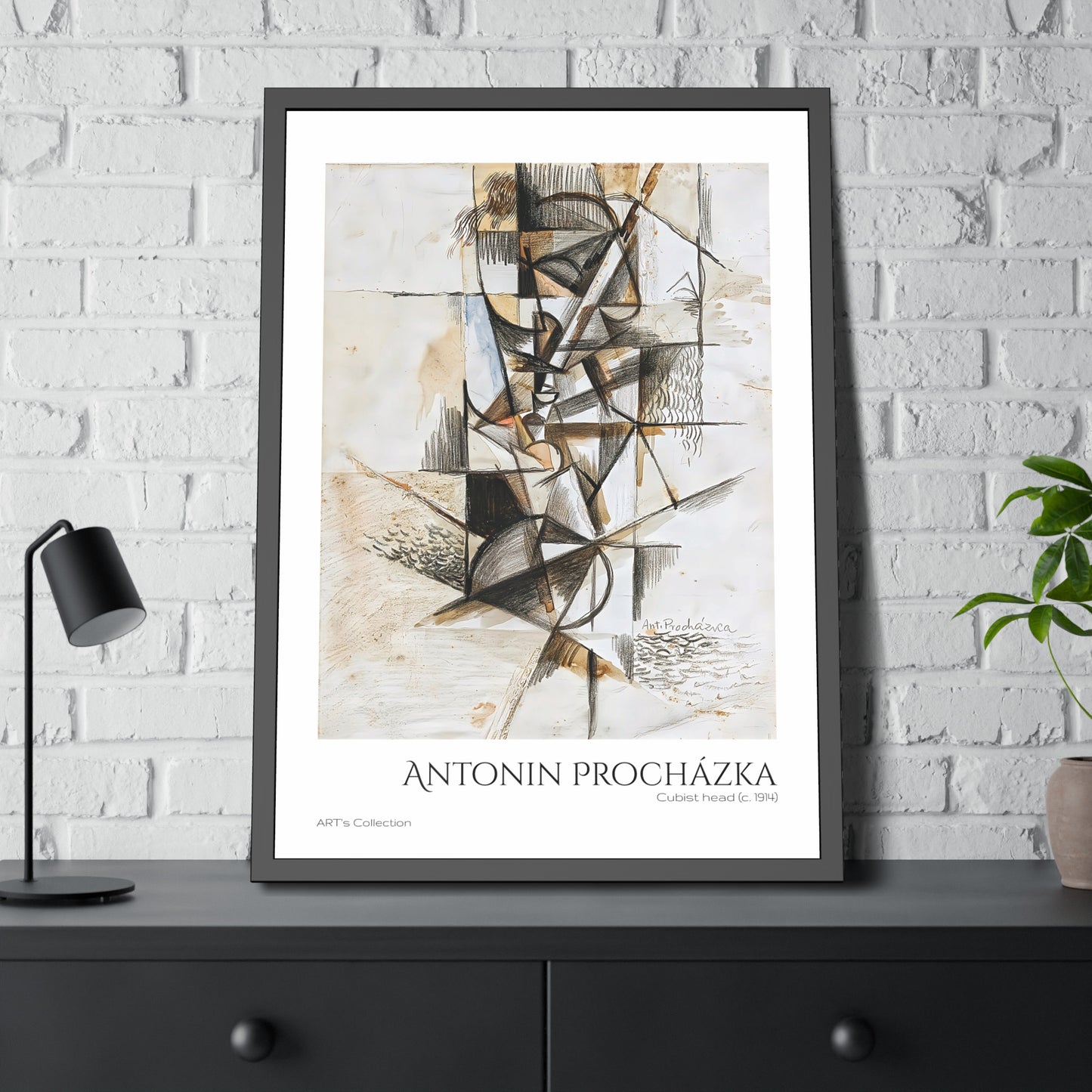 Cubist head (c. 1914) by Antonin Procházka / Affiche Encadrée série ART's Collection