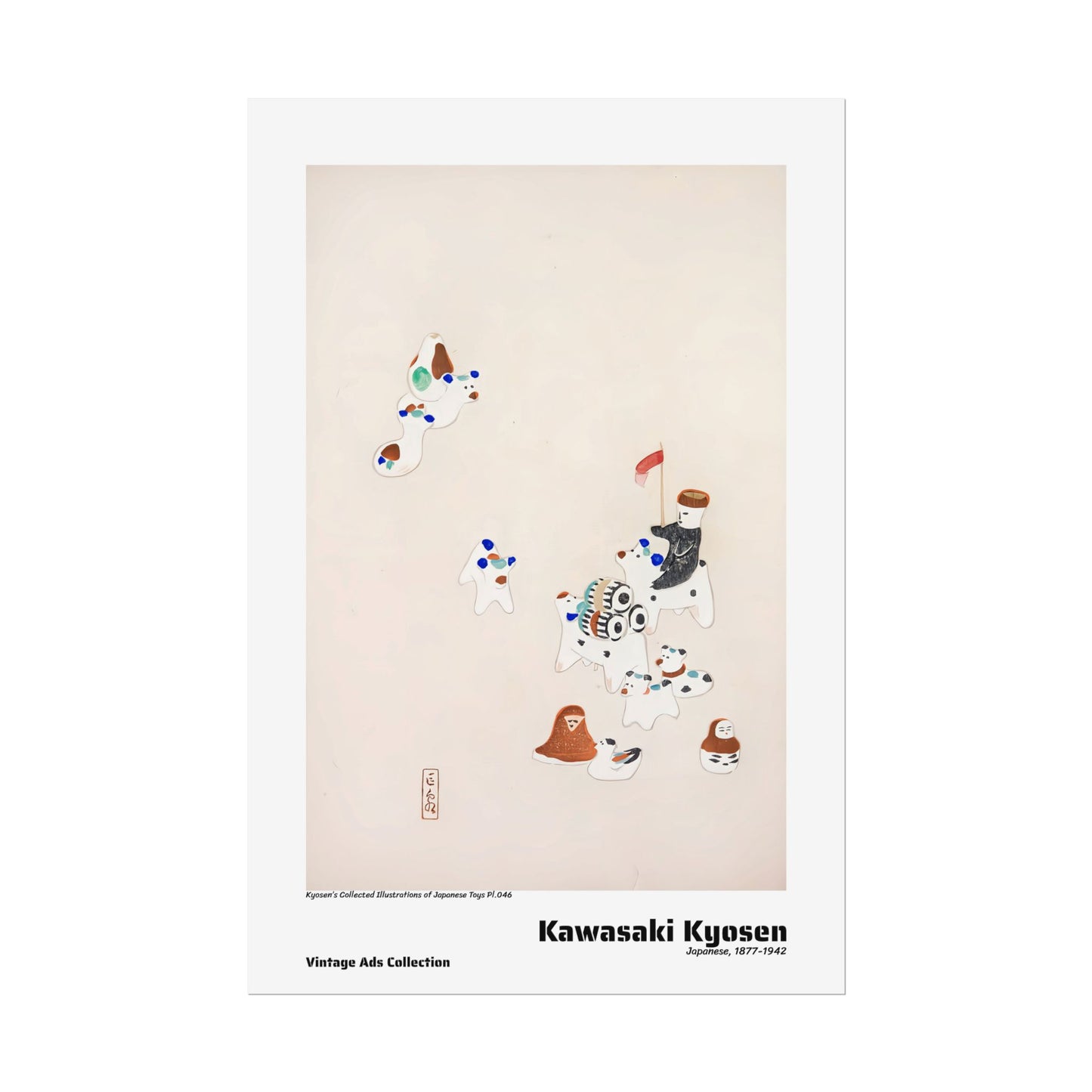 Kyosen's Collected Illustrations of Japanese Toys Pl.046 (1919) by Kawasaki Kyosen / Affiche imprimée - Série Vintage Ads Collection