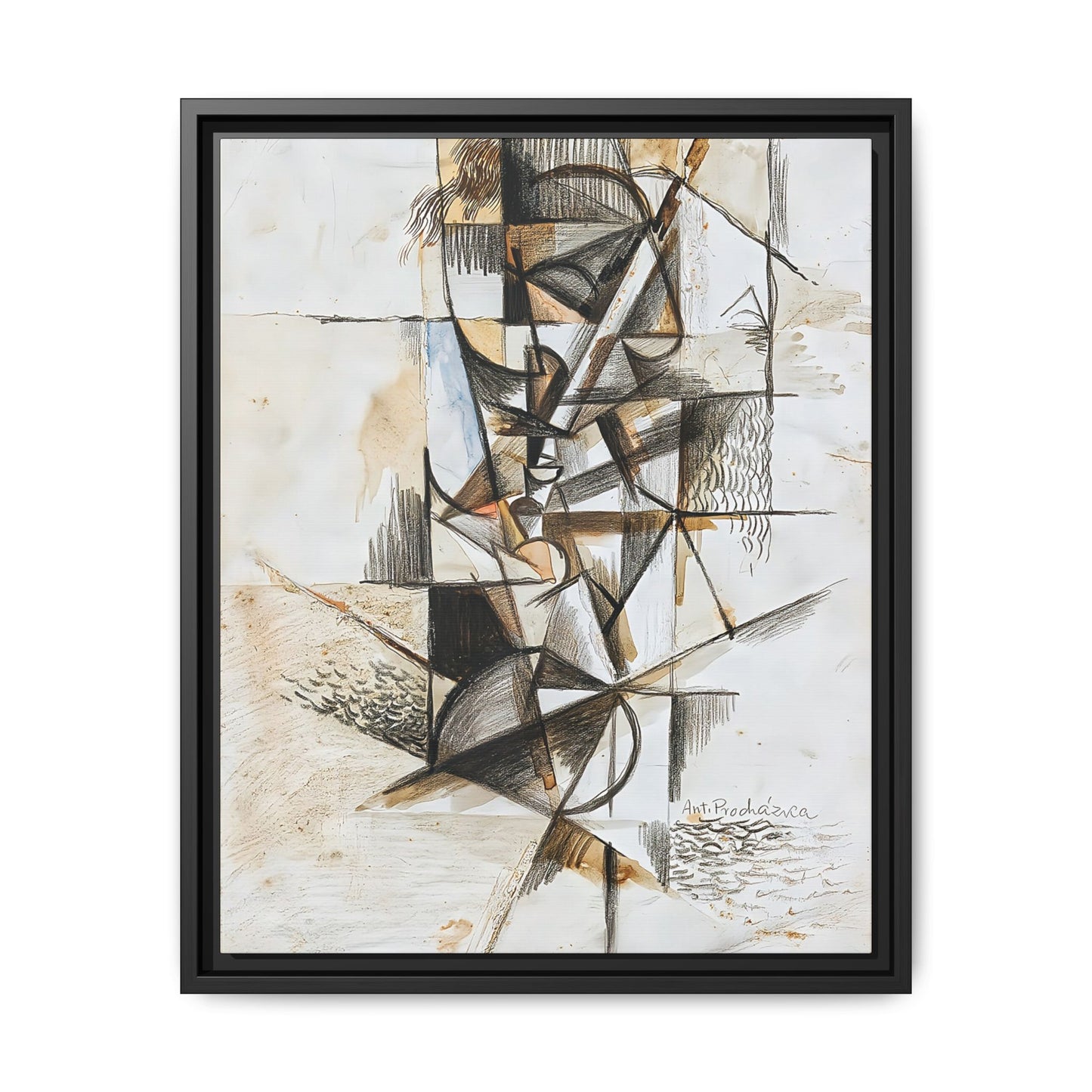 Cubist head (c. 1914) by Antonin Procházka / Toile encadrée sur caisse américaine