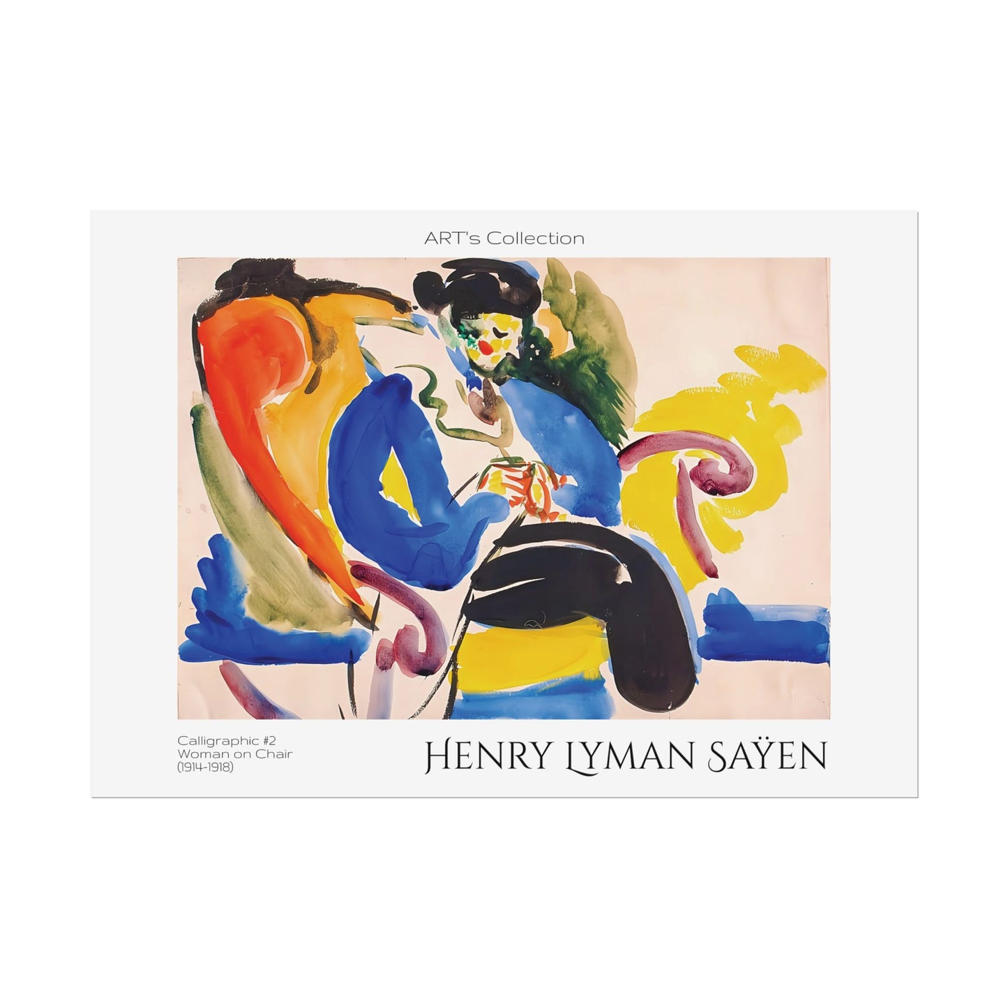 Calligraphic #2 Woman on Chair (1914-1918) by Henry Lyman Saÿen / Affiche imprimée - Série ART's Collection