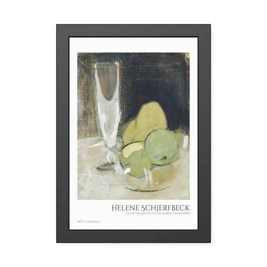 Green Apples And Champagne Glass (1934) by Helene Schjerfbeck / Affiche Encadrée série ART's Collection