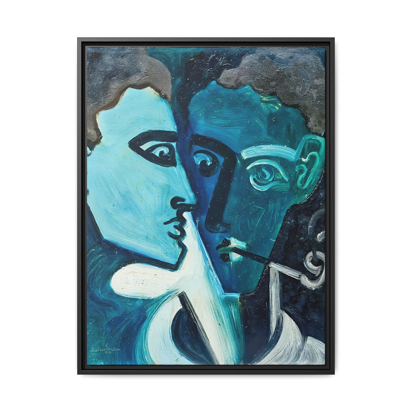 Doppelportrait (1928) by Andreas Walser / Toile encadrée sur caisse américaine