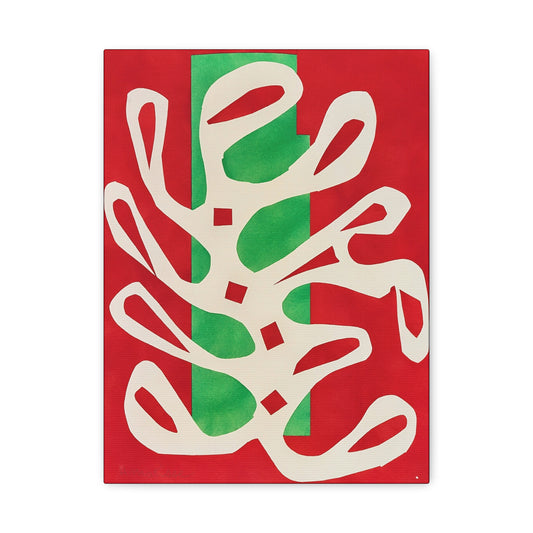 Henri Matisse / Algue blanche sur fond rouge et vert (1947) / Reproduction Fine Art sur Toile / Epaisseur 3.2 cm - 1.25 inch